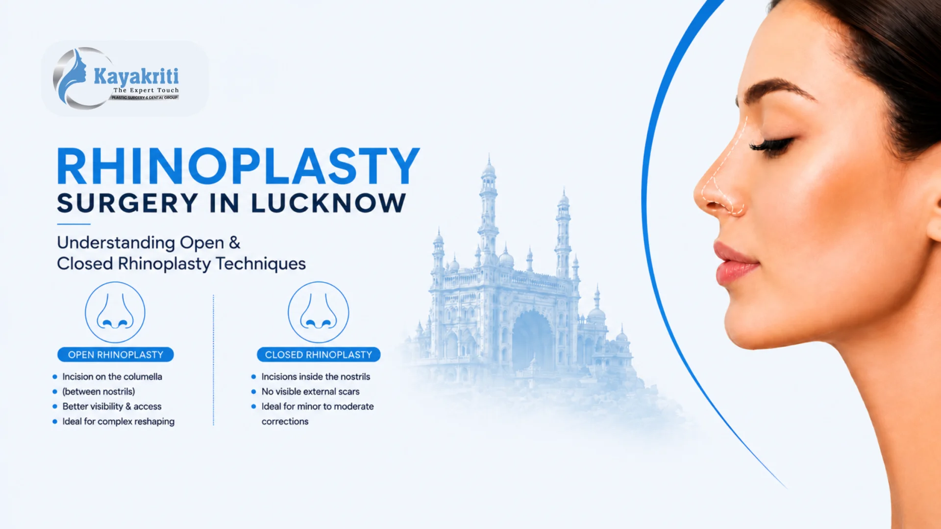 Rhinoplasty Surgery in Lucknow: Understanding Open and Closed Rhinoplasty Techniques
